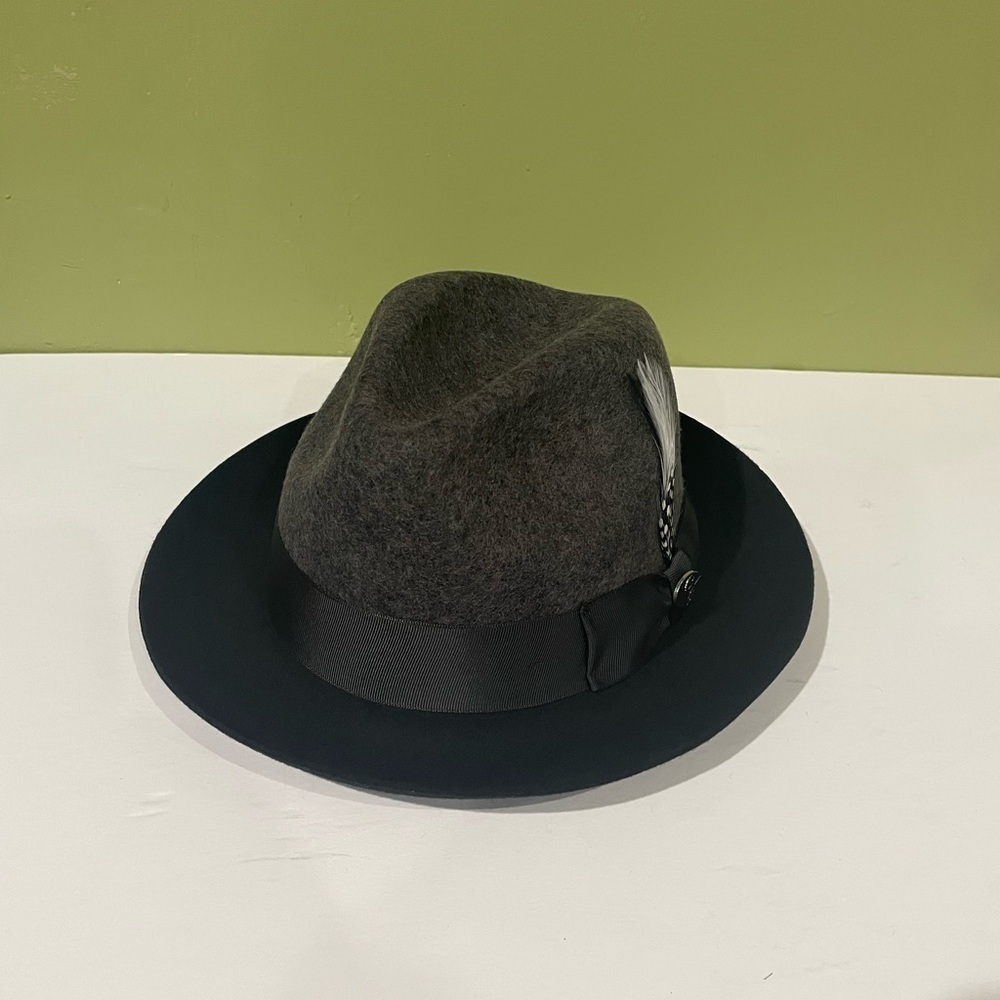Bently collection hat brim fedora wool charcoal/black